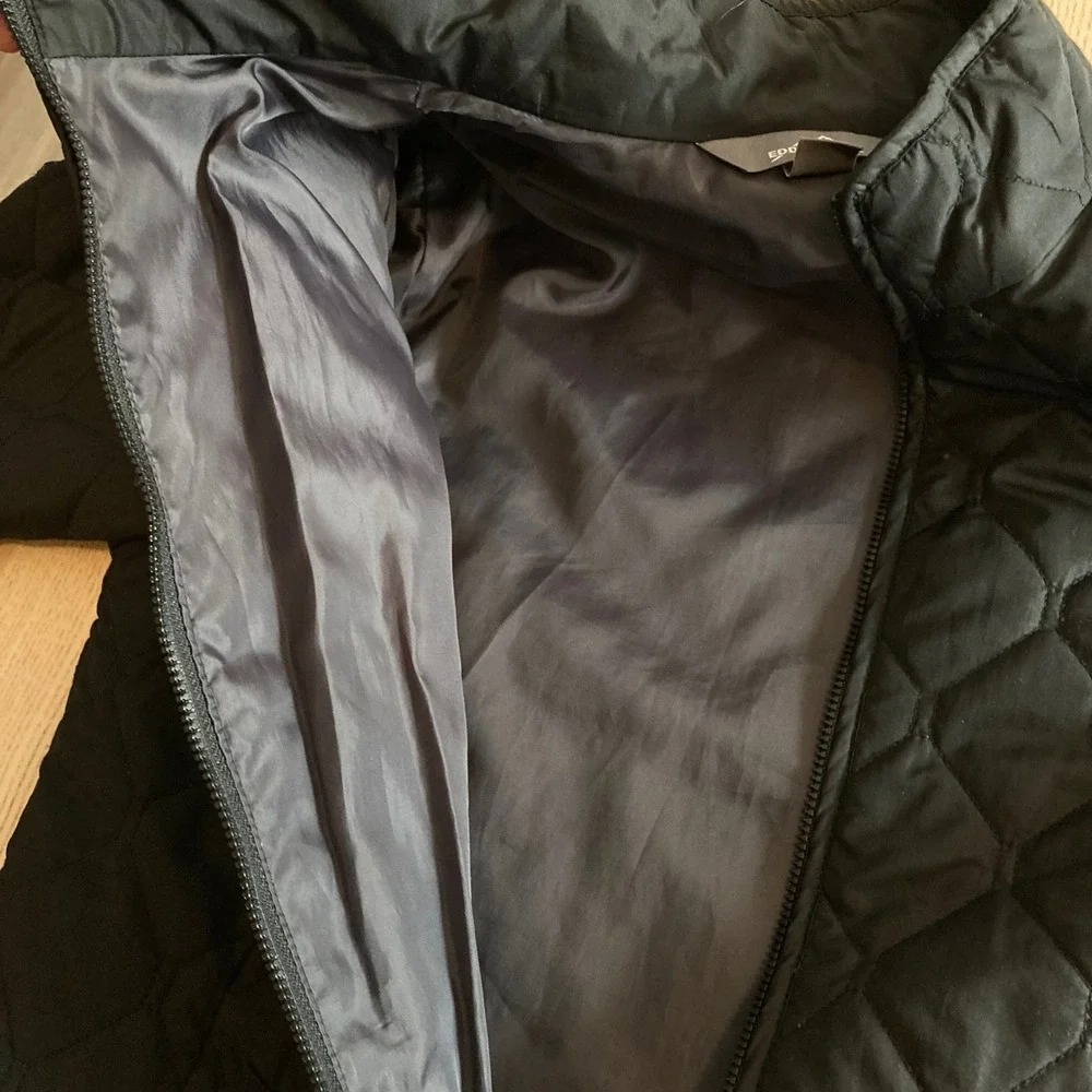 Eddie Bauer Jacket Womens L Black Quilted Puffer Full Zip Mock Neck Lightweight - Picture 4 of 14
